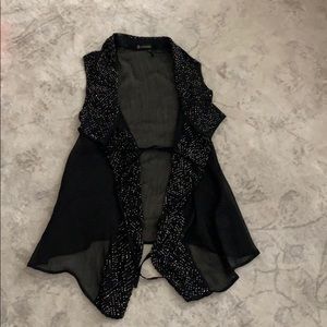 Flowy chiffon vest black sequins long